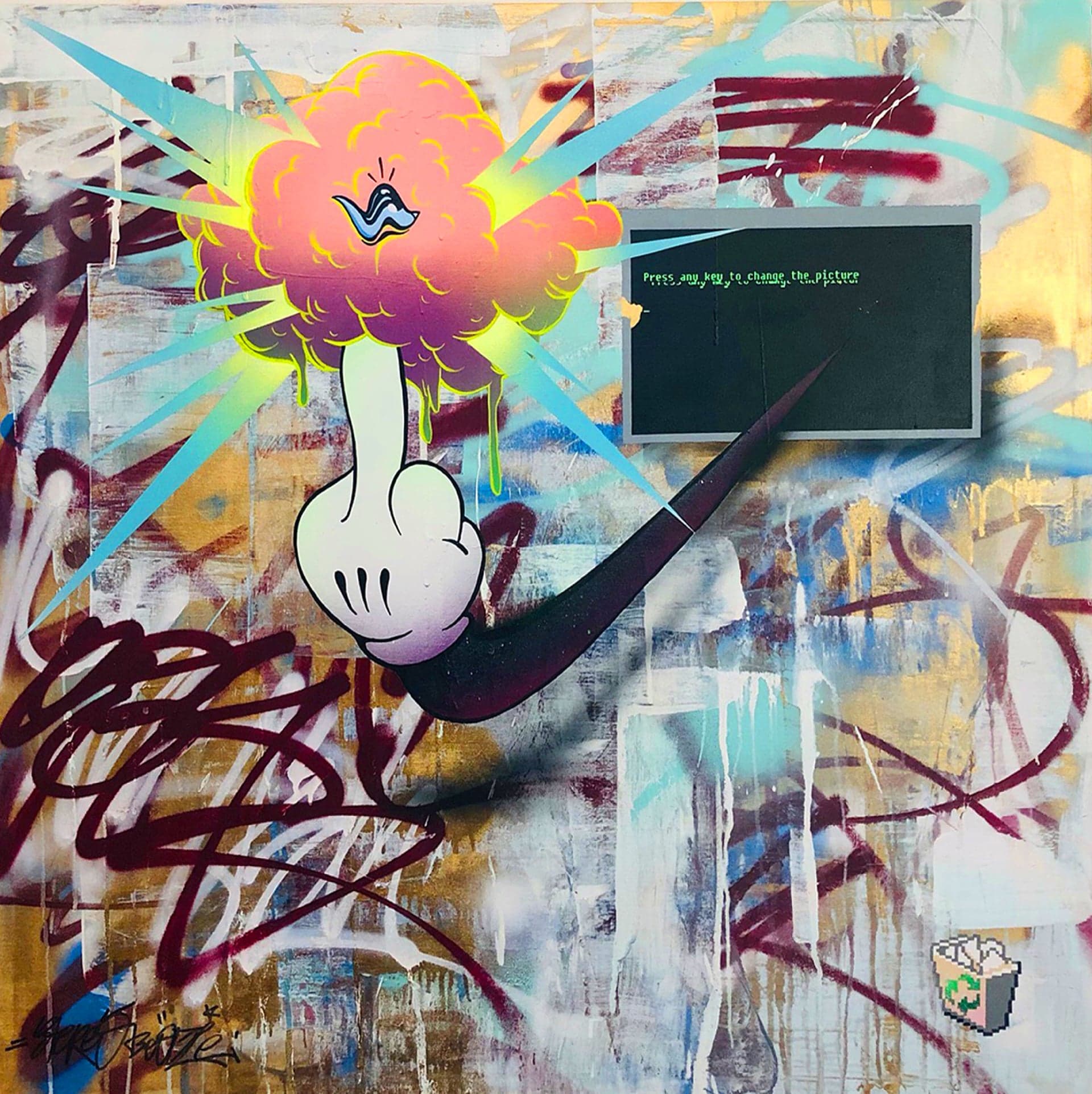 Change, смешанная техника, холст, акрил, 100x100 см, 2020