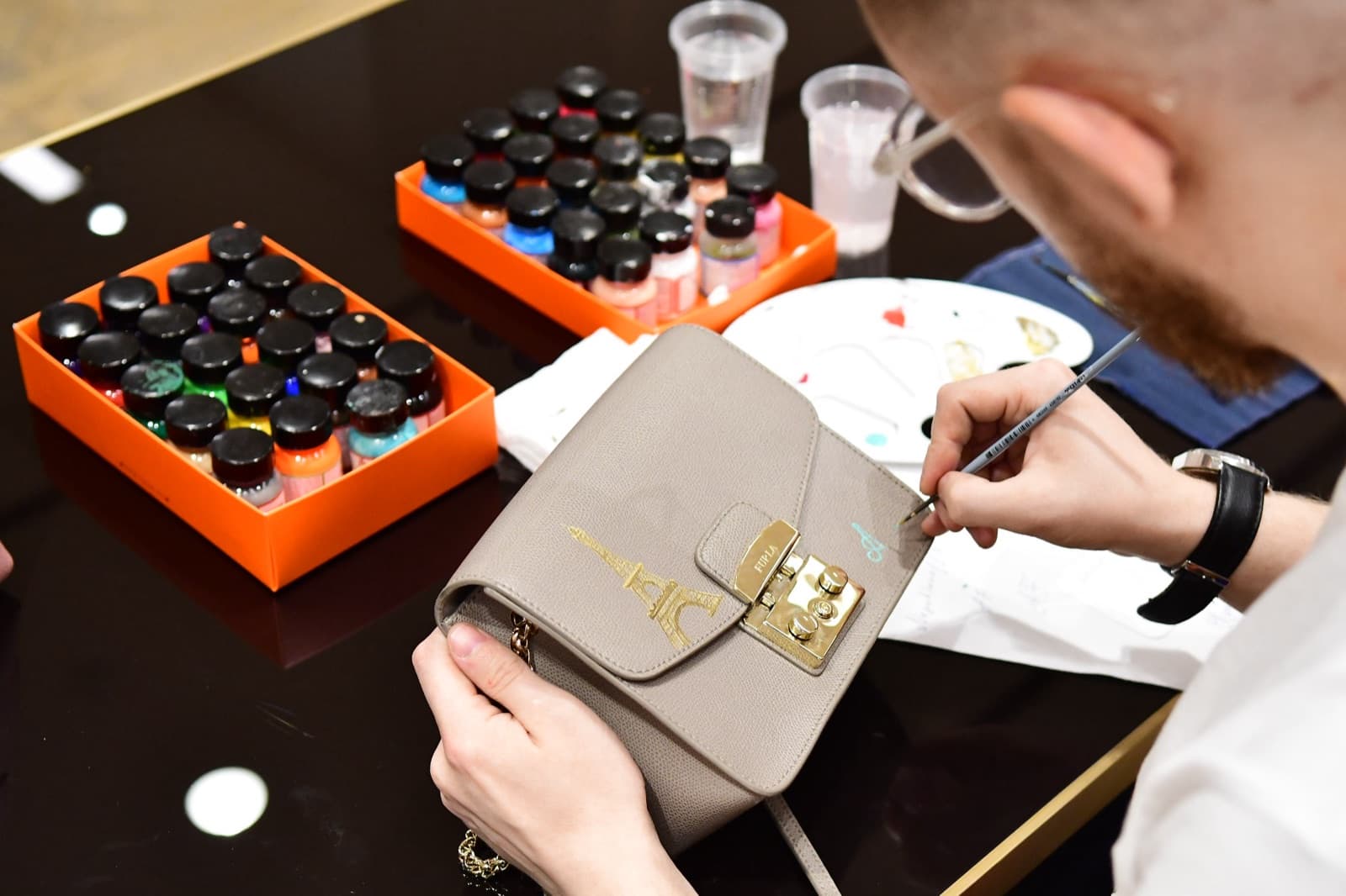 Сумка Furla — Эйфелева башня золотом — кастомизация, ручная роспись Street Wave