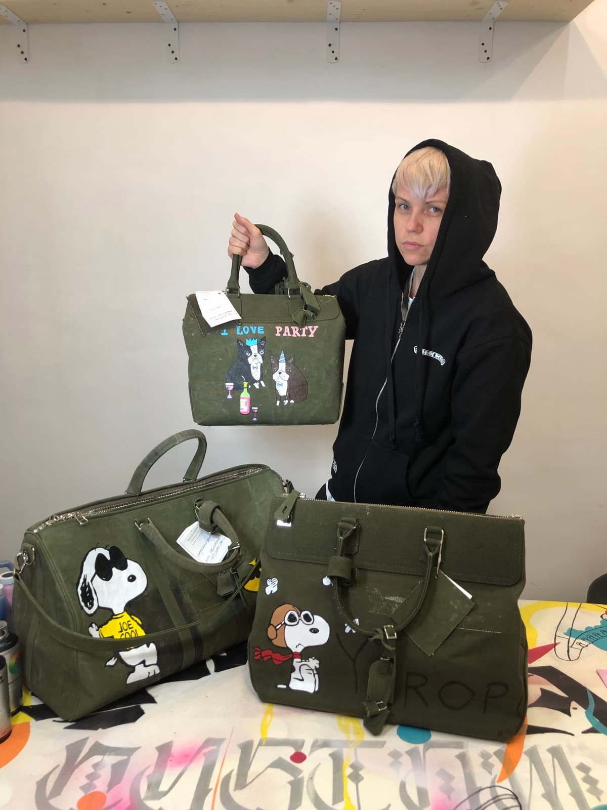 Сумки Readymade — персонажи Snoopy — кастомизация, ручная роспись Street Wave