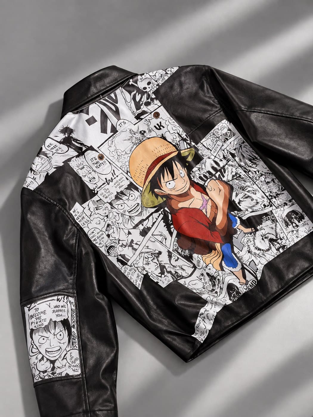 Кожаная куртка с росписью по мотивам One Piece, работа Street Wave