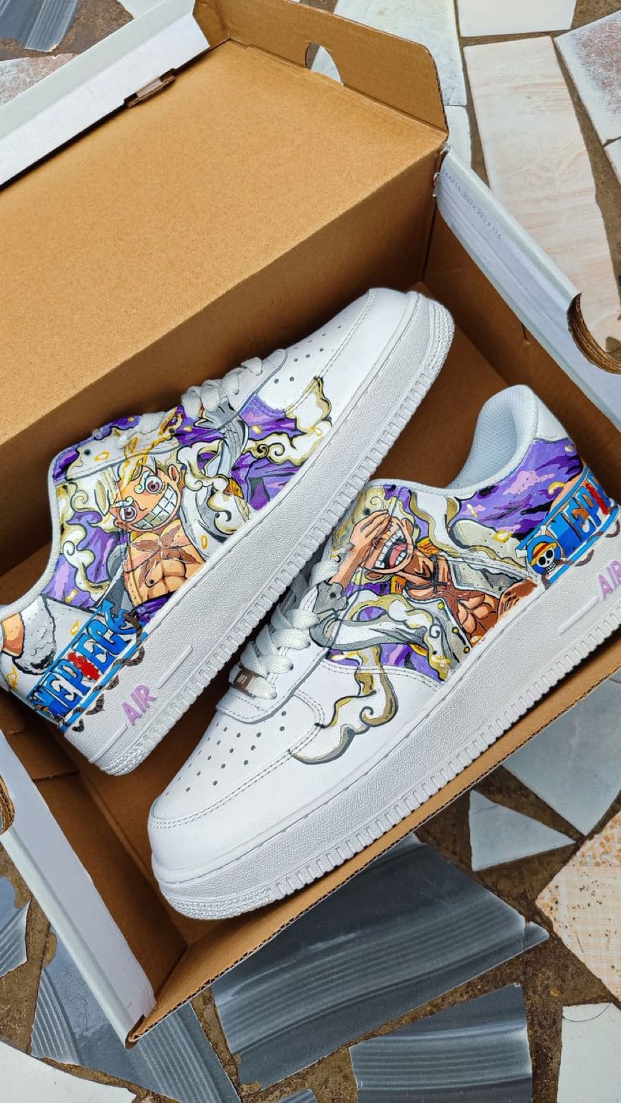 Кастомные кроссовки Nike Air Force 1 с росписью One Piece Луффи Гир 5