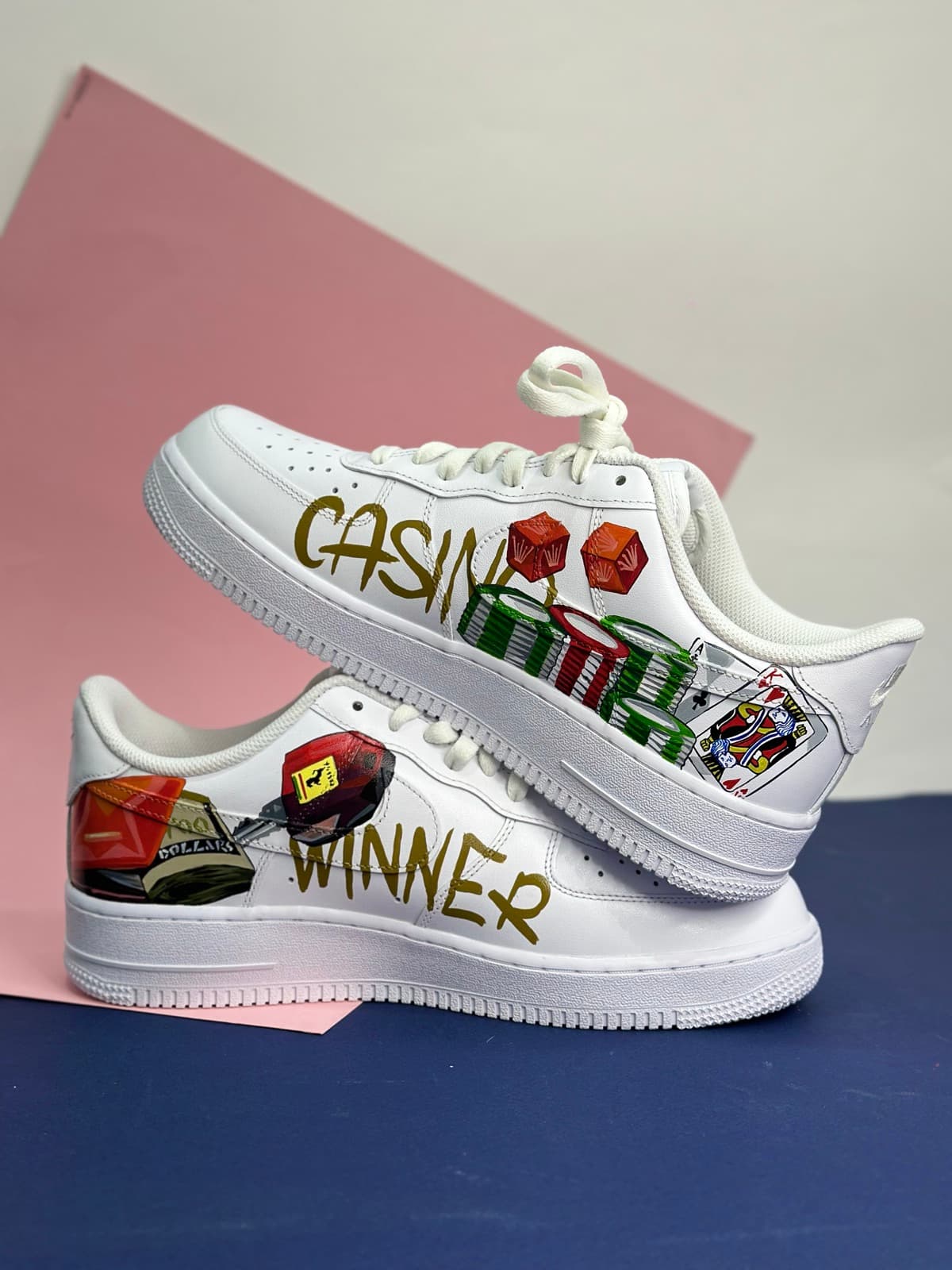 Кастомные кроссовки Nike Air Force 1 с росписью казино Casino Winner